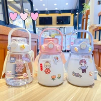 1 3l large capacity water cup with straw female cute portable kettle student oversized water bottle high temperature
