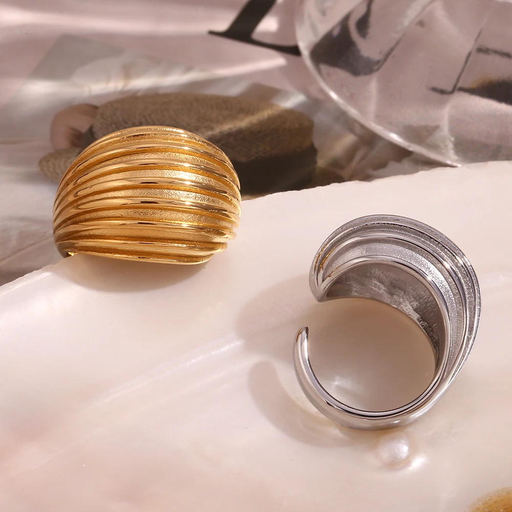 E.B.belle открытое матовое кольцо для хлеба гипоаллергенные 18K позолоченные женские