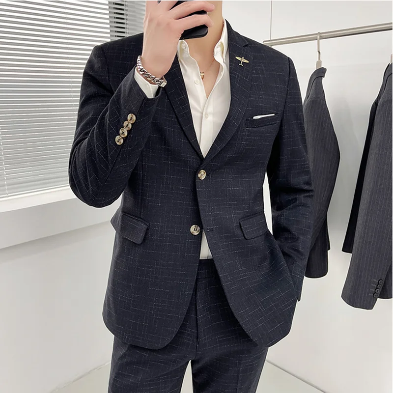 

Boutique (Blazer + Trousers) Men's Fashion Business Gentleman Elegant and Casual British Style A Variety of Formal 2-piece Suits