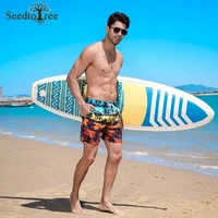 summer mens casual shorts print beach elastic waist board shorts