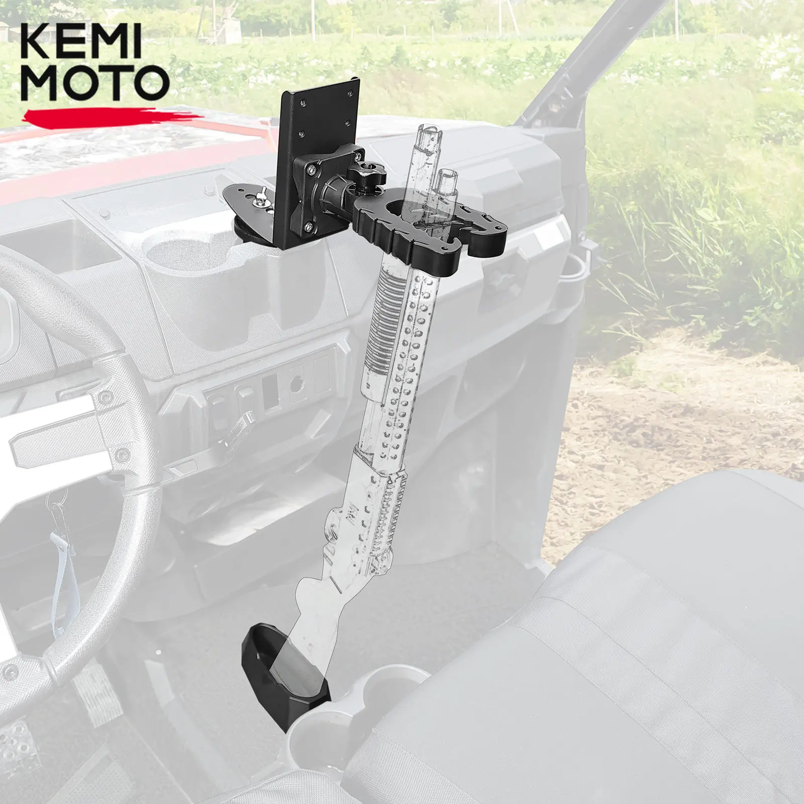 KEMIMOTO UTV Universal Dash Cup Holder Cargo Bed Gun Holder Rack Compatible with Polaris Ranger XP 1000 General 2/4 Doors