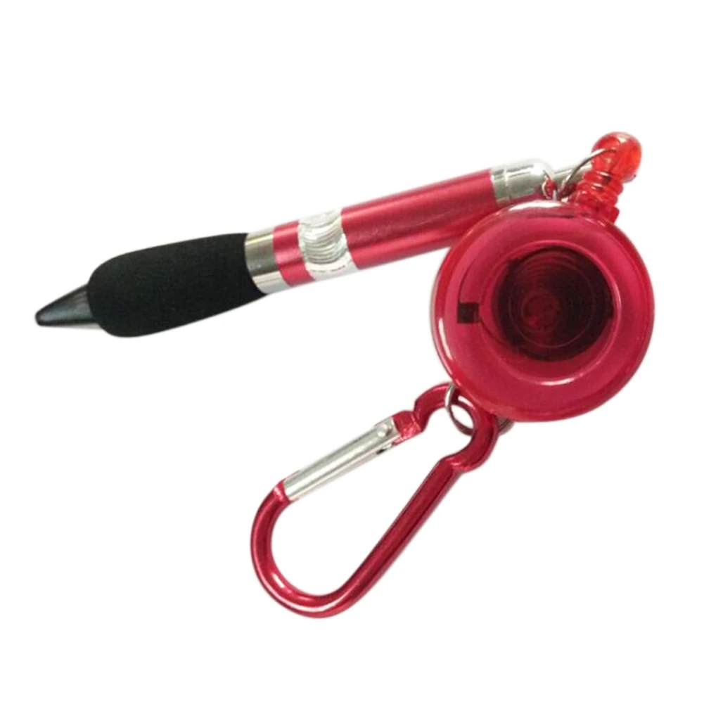 

1PCS Portable Key Holder Retractable Pen Golf Pen Score Recording Climbing Buckle Ballpoint metal Pen Telescopic red Colors