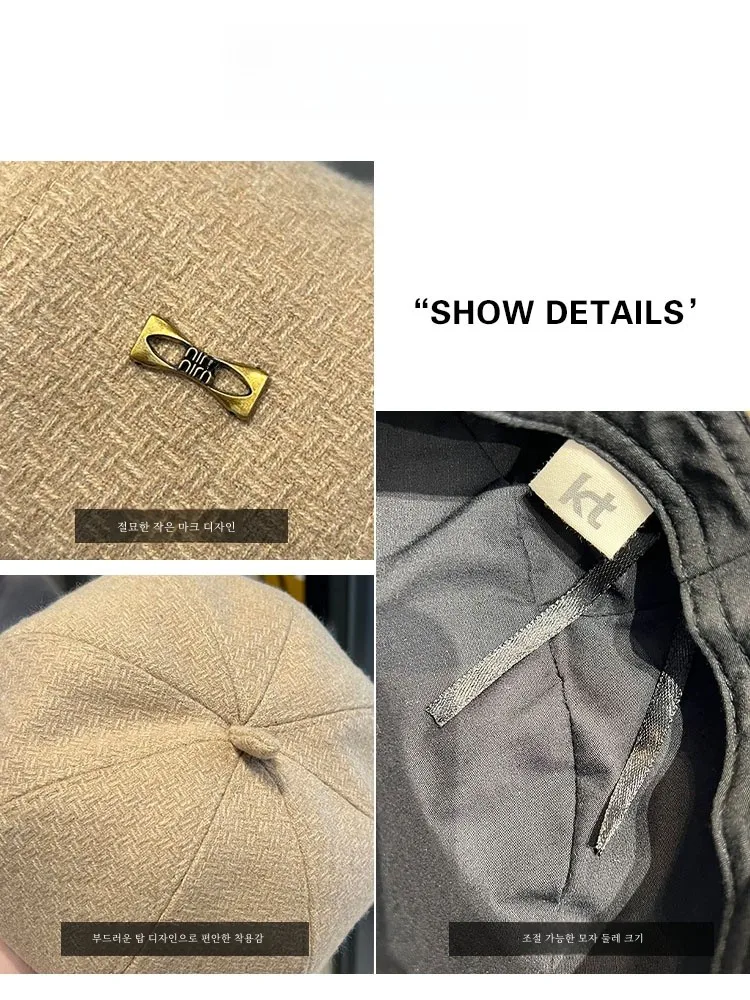 Британский берет с простыми буквами и маленьким значком женский универсальный