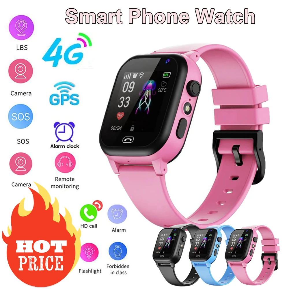 

4G Smart Watch SOS GPS Location Video Call Sim Card for Children SmartWatch Camera Waterproof Watch for Kids Boys Girls Present