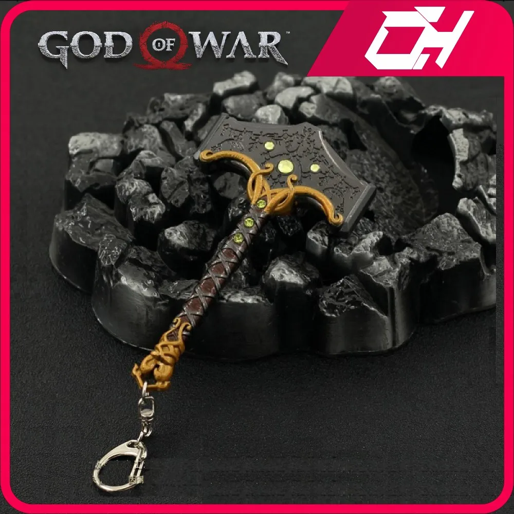 

God of War Weapon Thor Hammer Metal Mjölni Quake Kratos Ghost of Sparta Game Sword Katana Keychain Model Holiday Gift Kid Toys