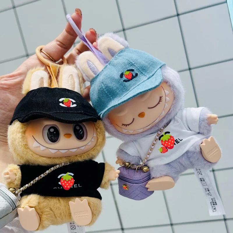 Kawaii Labubu Macaron Сидящая искусственная виниловая серия хлопковая Кукла Плюшевая
