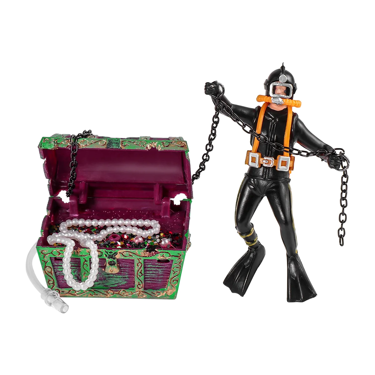 

1PC Treasure Tank Landscape Ornament Undersea Treasure Diver Action Aquarium Ornament