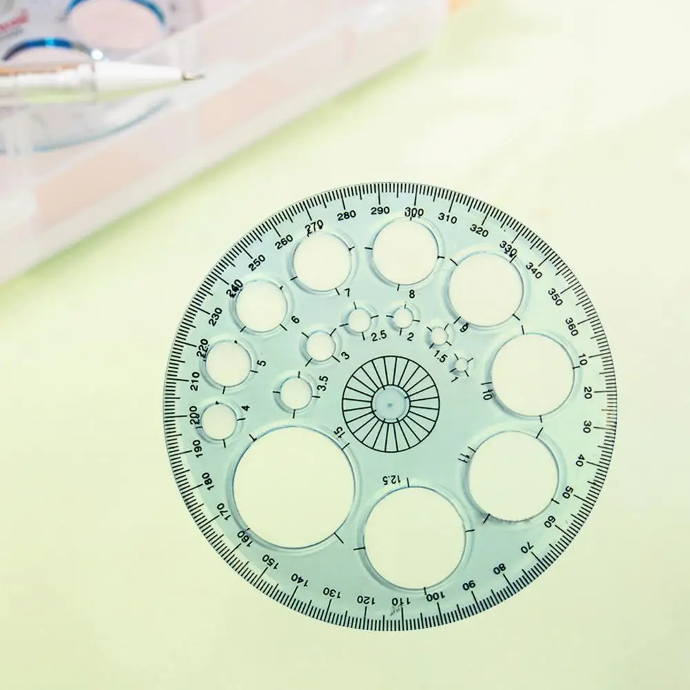 

Blue Useful Transparent 360 Degree Protractor Portable Circle Template Good Grip Office Supplies