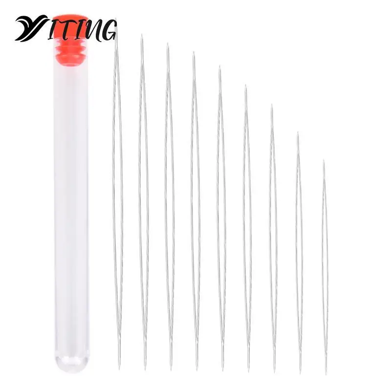 

9Pcs Assorted Size Steel Large Big Eye Collapsible Embroidery Beading Needle Thread Sewing Needles