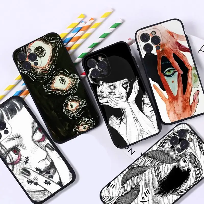 

Horror Manga Style Phone Case For iPhone 8 7 6 6S Plus X SE 2020 XR XS 14 11 12 13 Mini Pro Max Mobile Case