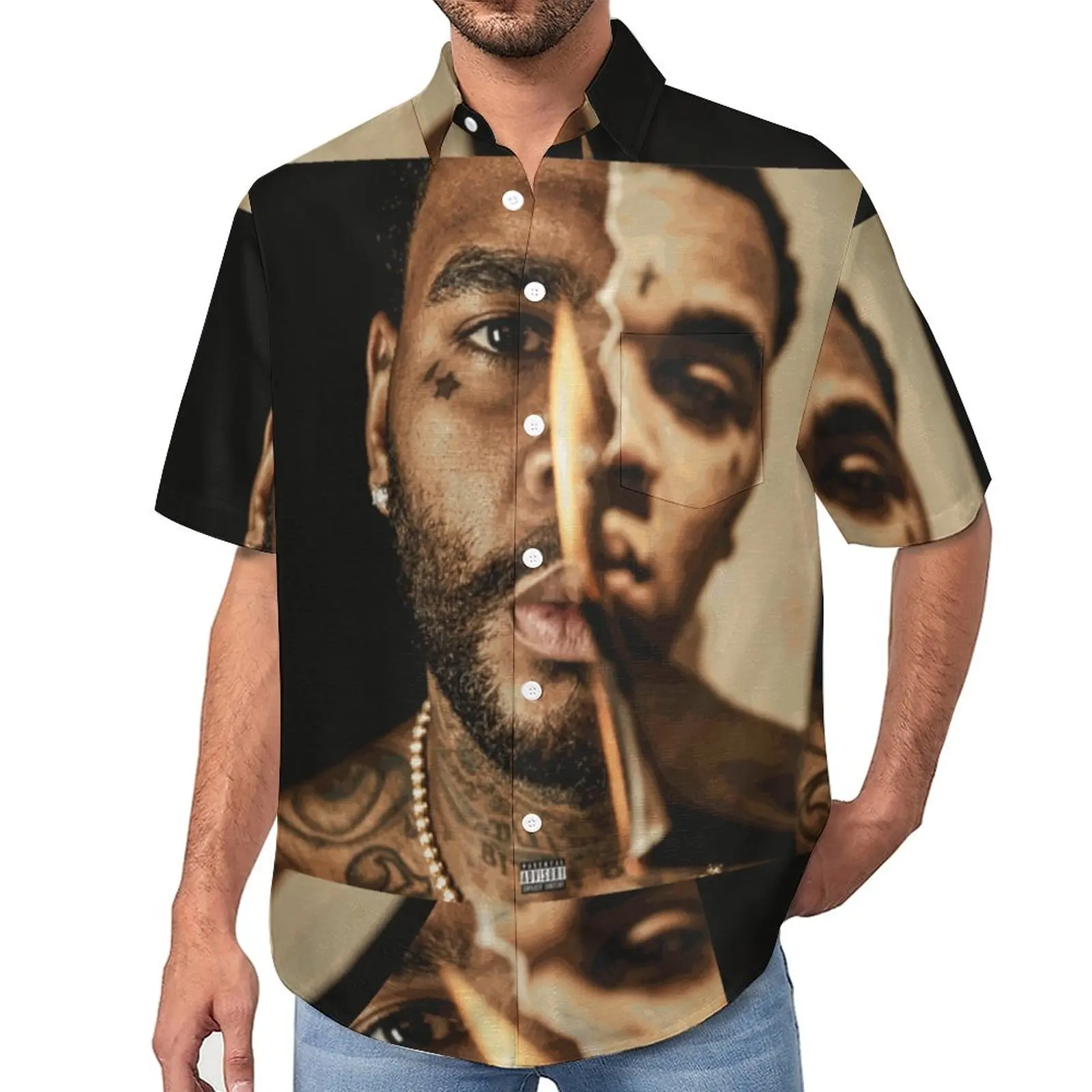 

Kevin Gates Loose Shirt Mens Beach I'm Him Casual Shirts Summer Printed Short Sleeve Novelty Oversized Blouses