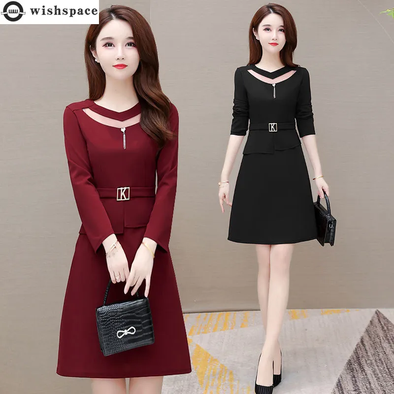 

2022 New Retro National Style Long Sleeve Elegant Women's Dress Belt Decorative Casual Robe Mini Party Dresses Summer Sundress