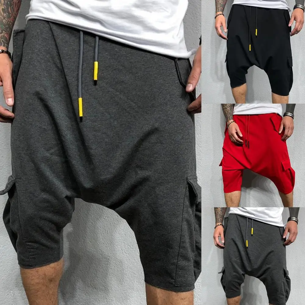 

Skin-friendly Harem Pants Soft Cotton Blend Summer Baggy Haroun Bottoms Low Crotch Hydrophilic Sport Pants for Cycling