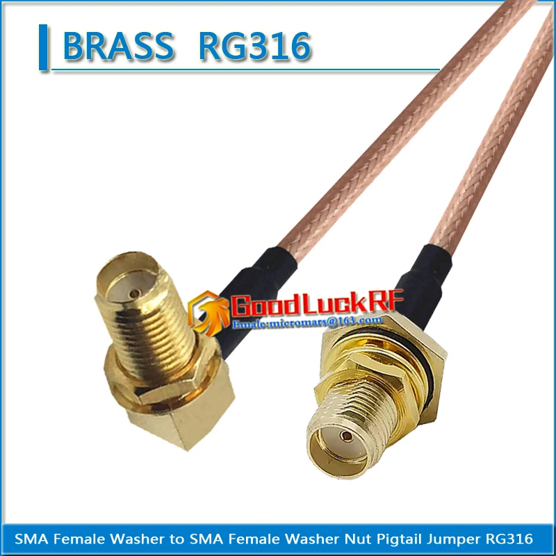 

SMA Female Washer Nut 90 Degree Right Angle to SMA Female Waterproof Bulkhead Mount Washer Nut Pigtail Jumper RG316 extend Cable