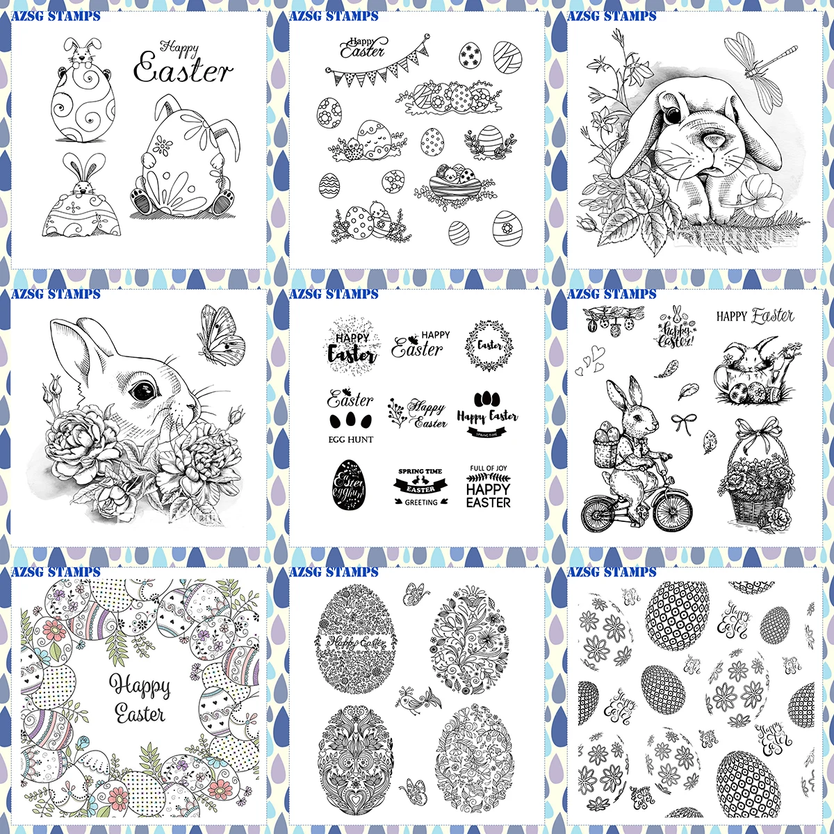 Cute Bunny and Easter Eggs Clear Stamps For DIY Scrapbooking/Card Making/Album Decorative Silicone Seals Crafts