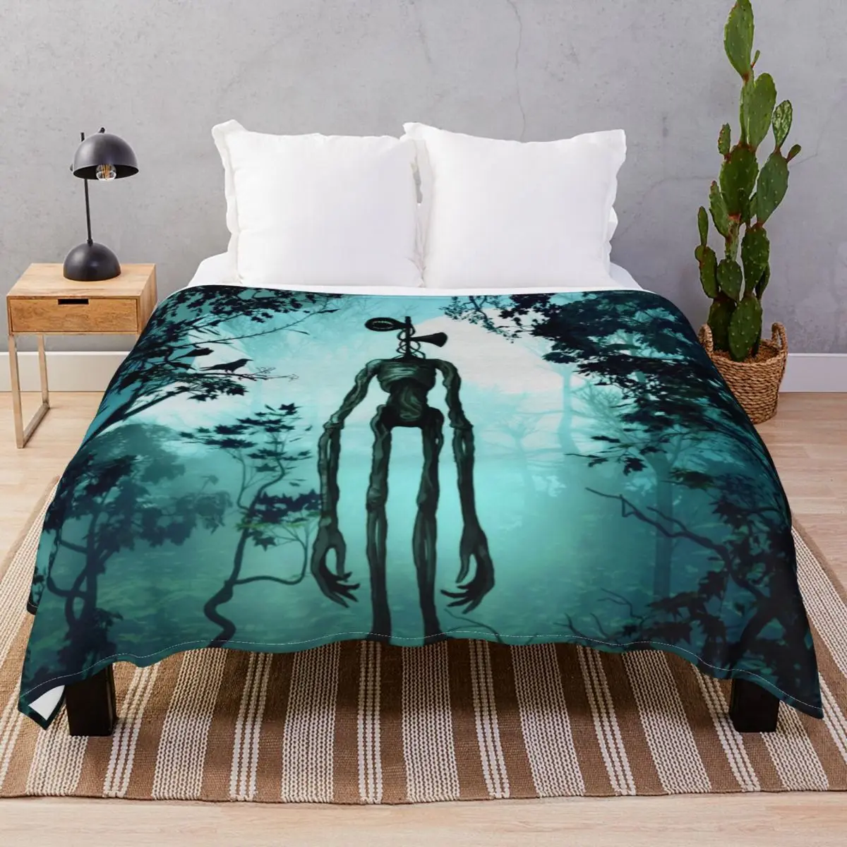 Siren Head In Horror Background Blankets Flannel Summer Ultra-Soft Unisex Throw Blanket for Bed Home Couch Travel Cinema