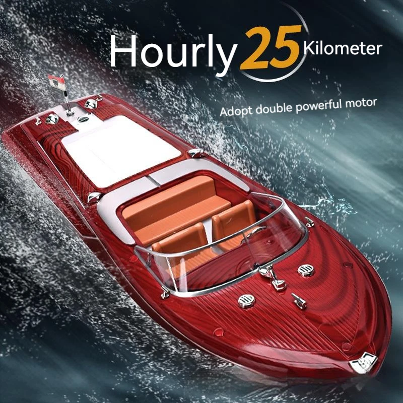 

New Retro Remote Control Boat Wireless Electric Long Endurance High-speed 2.4g Rechargeable Speedboat Model Children's Toy