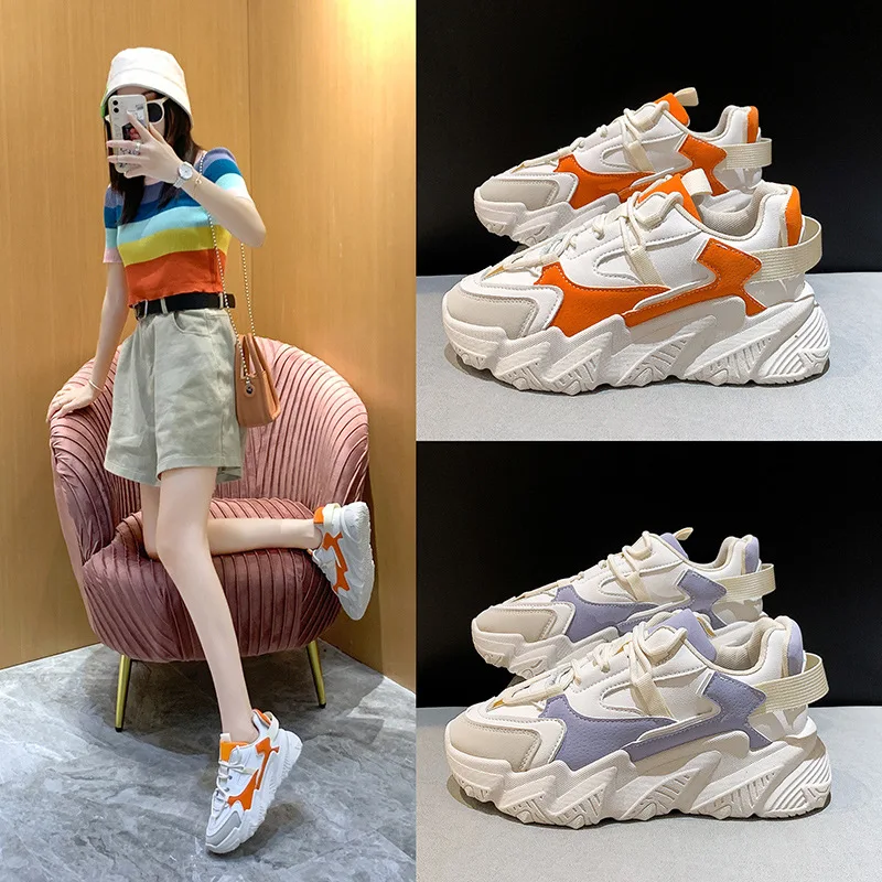 

Increase Platform Shoes Breathable Fashion Thick Sole Women Shoes Mixed Colors Running Sneakers Casual Sneaker New Zapatos Mujer