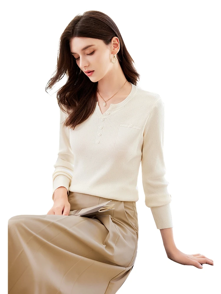 Облегающая нижняя рубашка Her Pool осень 2024 новая женская одежда нежный трикотаж с