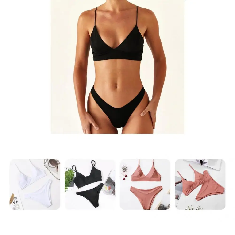 

Skinny Stretchy Push Up Bra High Waist Panties Swimwear for Water Activity