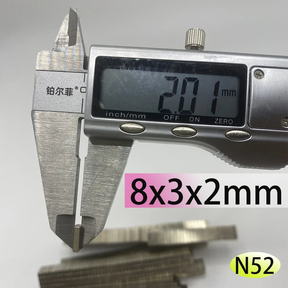 

N52 8X3X2mm standard Rectangle Square Neodymium super Strong Magnet Search Magnetic Block Magnets Scooter Motor Engien Wind