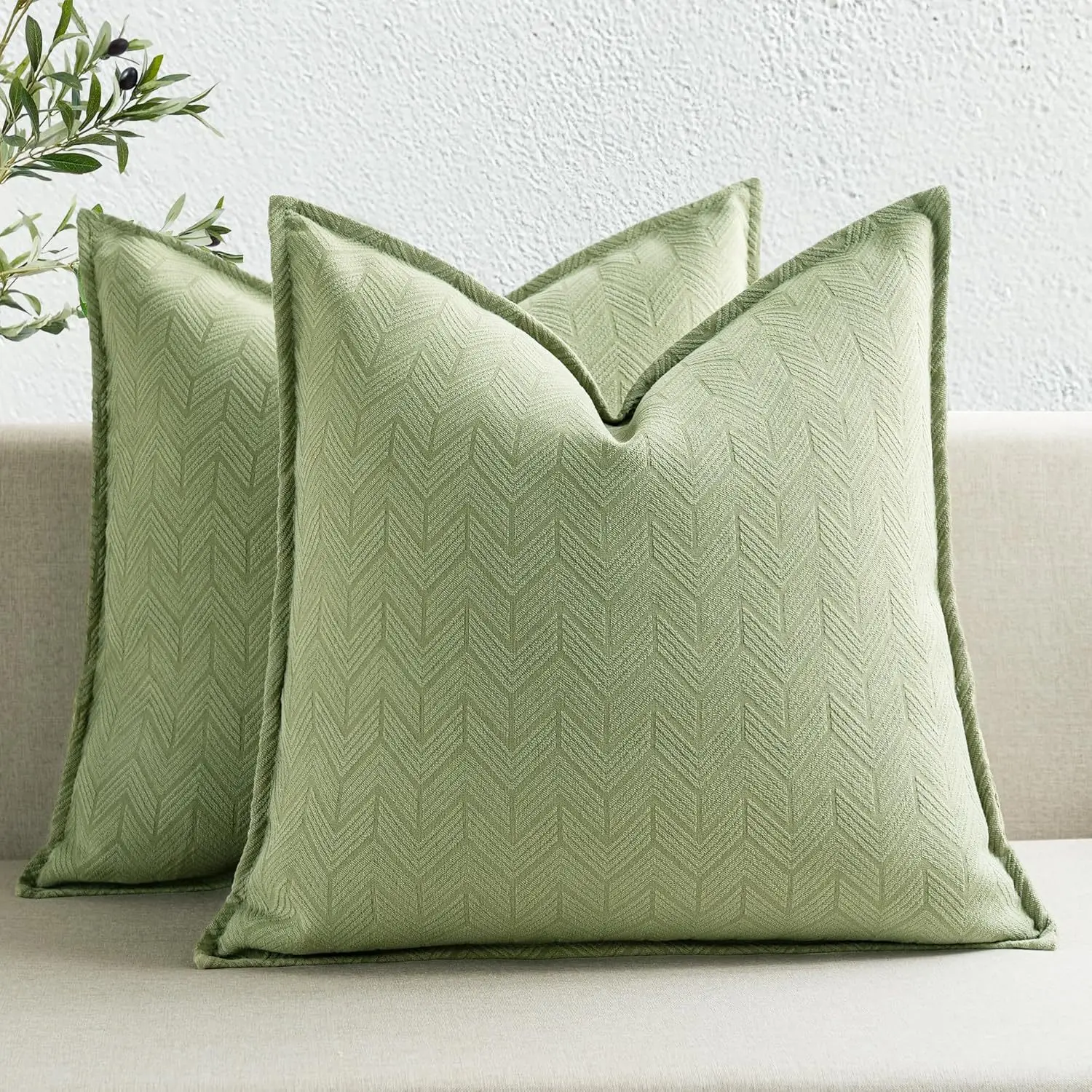 Чехол для подушки со стрелкой 60x60 см 45x45 размер на выбор мягкий синель оливковый