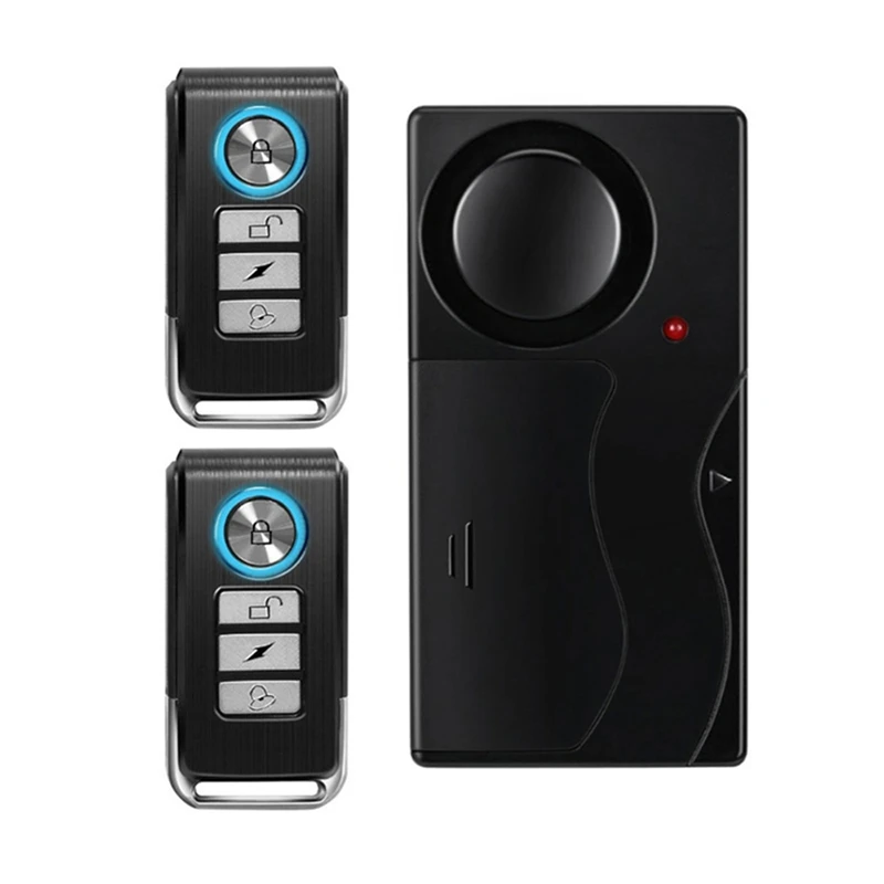 

Wireless Vibration Bike Alarm With Remote Control Anti-Theft Alarm 110DB Loud Bike Door Window Alarm Home Safety System