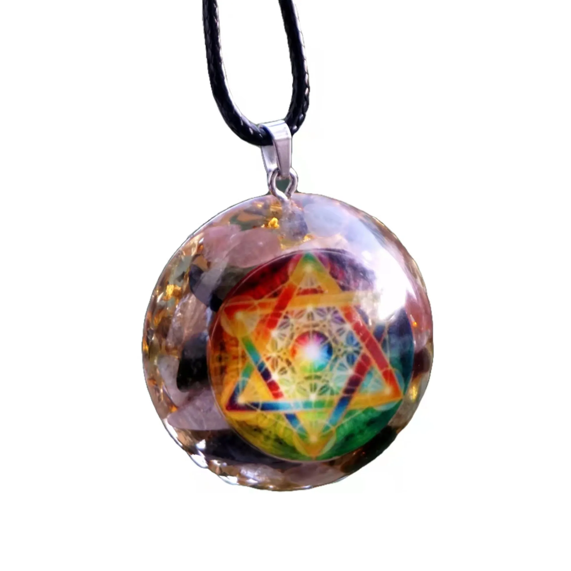 

Colorful Tourmaline Orgonite Pendant Chakra Orgone Necklace Natural Crystal Stone EMF Protection Reiki Meditation Tool Jewelry