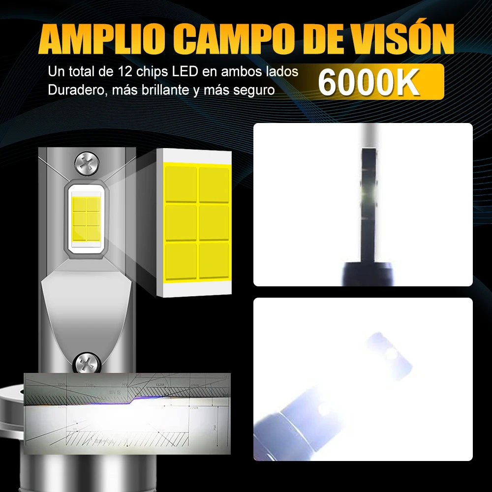 Фото PAMPSEE H1 H7 H4 H11 Canbus Лампа светодиодная лампа CSP 3570 Высокомощная автомобильная фара HB3 HB4 9005 9006 Противотуманная фара 300 Вт 30000LM 6000K M8 №2