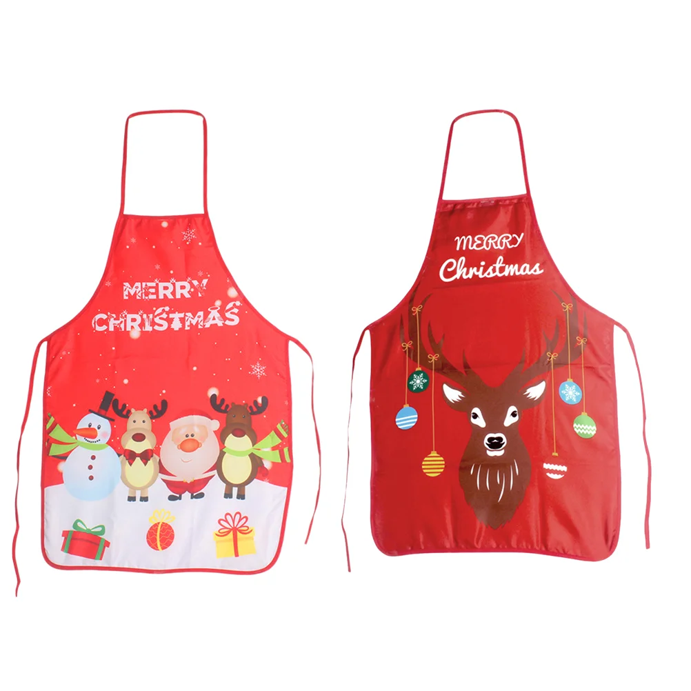 

Apron Christmas Costume Aprons Kitchen Cartoon Snowman Cosplay Cooking Reindeer Clothing Festival Holiday Merry Santa Housewares