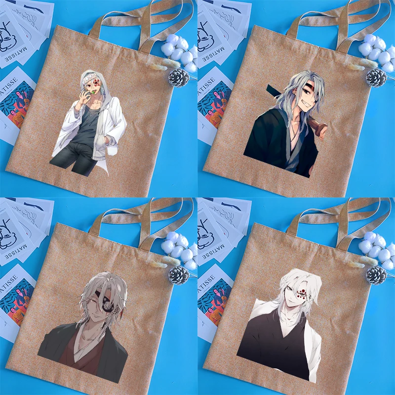 

Shopping Bag Linen Bags Tote Bag Demon Slayer's Blade 2021 Customizable Fabric Eco Canvas Shopper Boutique Big Women Cloth Woman
