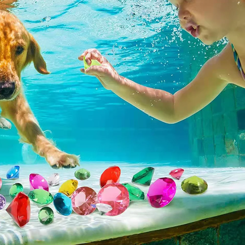 

60 Pcs Jewel Toy Pool Party Diving Gems Kids Artificial Model Plastic Small Gemstones Toys Bath Diamond Acrylic Plaything