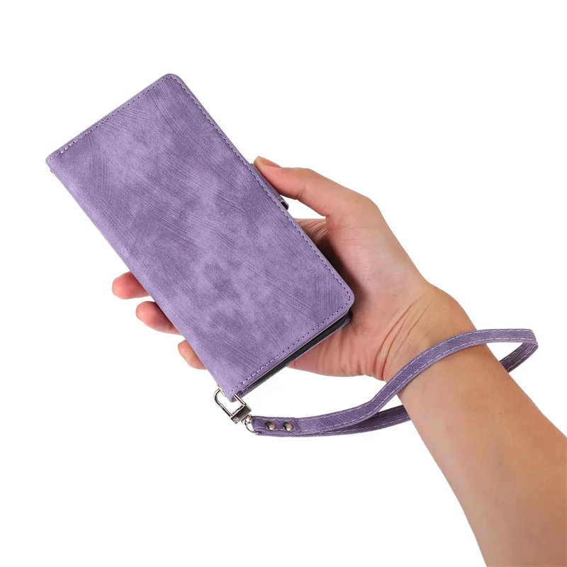 

Wallet Case For iPhone 8 Plus 7 6 6S 10 X S Phone Case Card Holder Shoulder Strap Leather Book Case