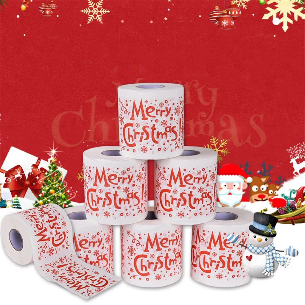 

Tea Towel Fabric color tissue printed Christmas pattern Santa tree Christmas toilet paper Microfiber Napkins Cotton Hand Towel