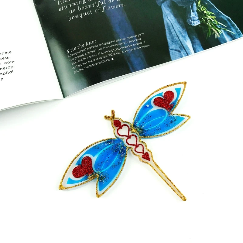 

N58F Shiny Glossy Silicone Resin Molds Dragonfly Shape Keychain Mold DIY Ornaments Pendant Jewelry Epoxy Resin Crafting Molds
