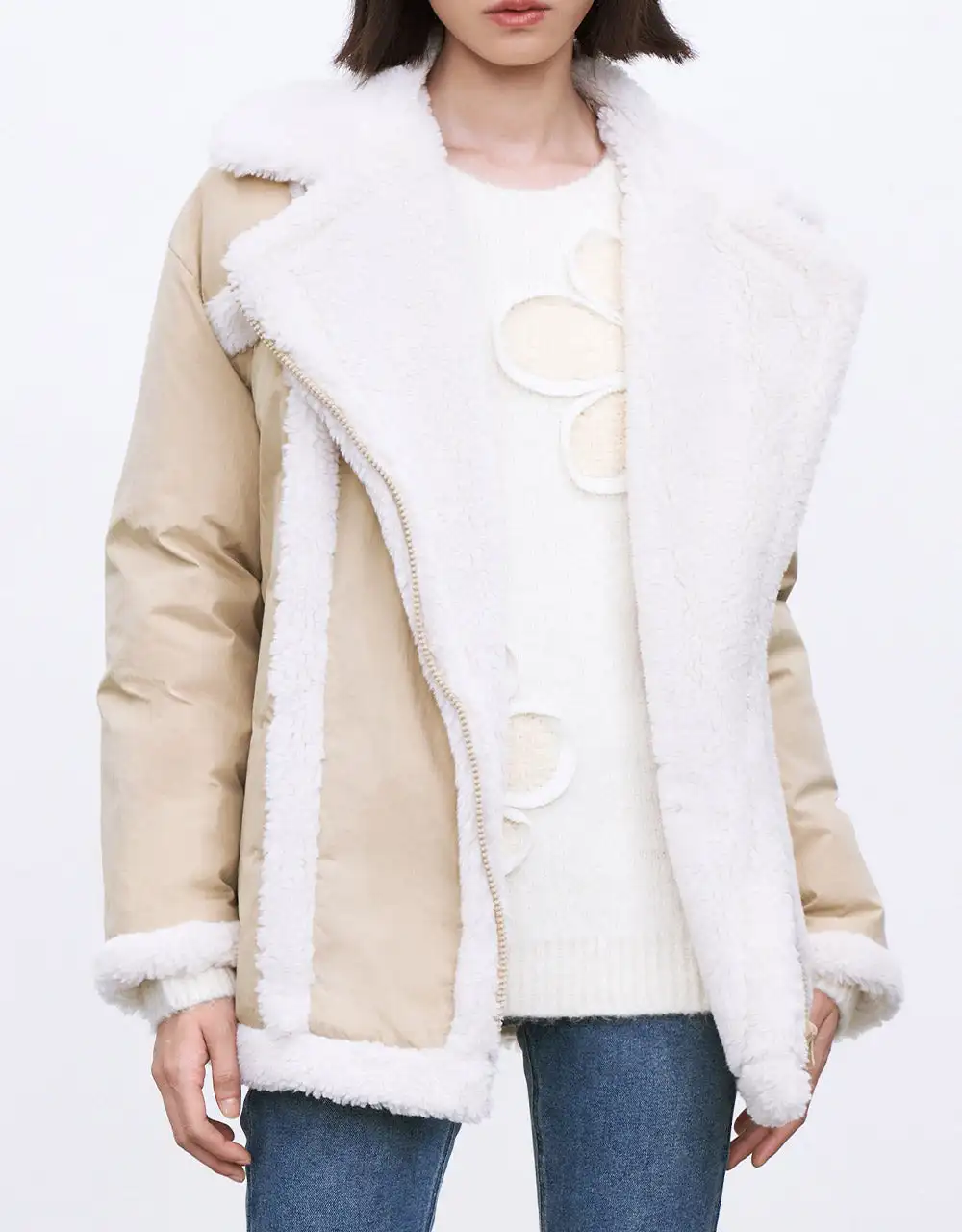 Fluffy Trim Single Breasted Winter Coat