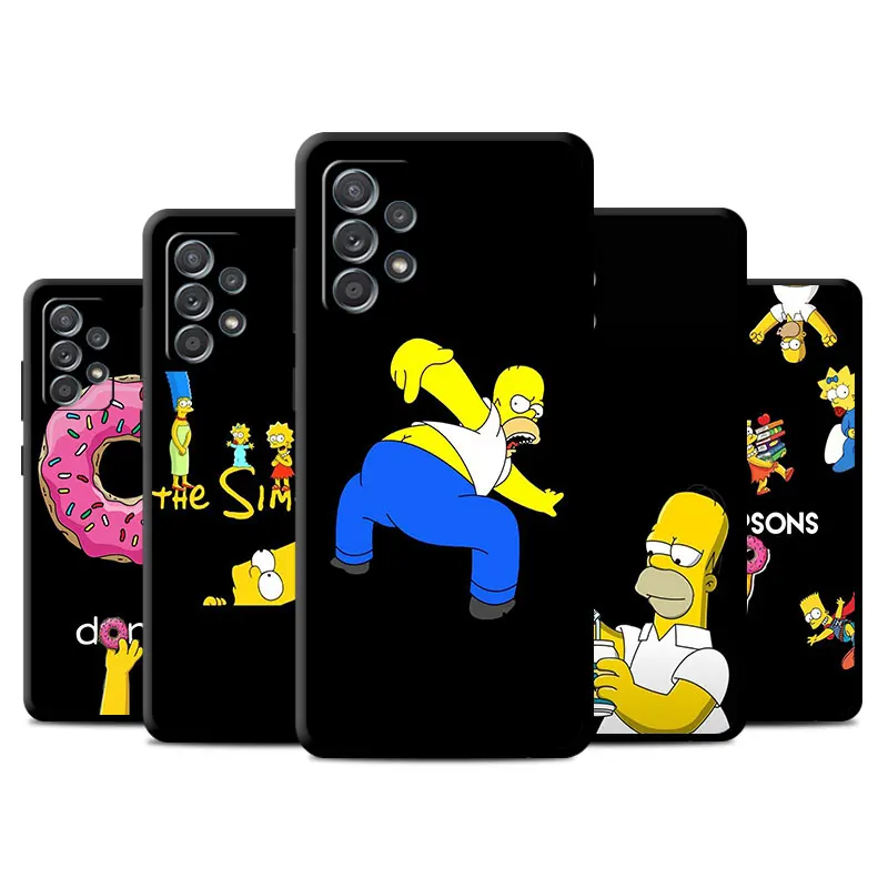 

Bumper Black Soft Cover Case for Samsung Galaxy A13 A53 A22 A34 A32 A52 A73 A14 A33 A12 A31 Cases Simpsons Homer Marge Family