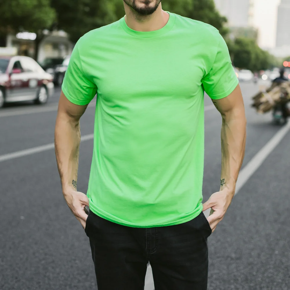 

Men's T-shirt Short sleeved Solid Color Top 100% Cotton T-shirt Casual Soft Fitness Summer Thin T-shirt Homewear O-Neck T-shirt