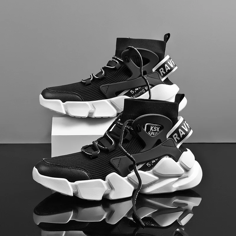 Socks Sneakers Men Knit Upper Breathable Sport Shoes Sock Boots Man Shoes High Top Running Shoes for Men Zapatillas De Deporte