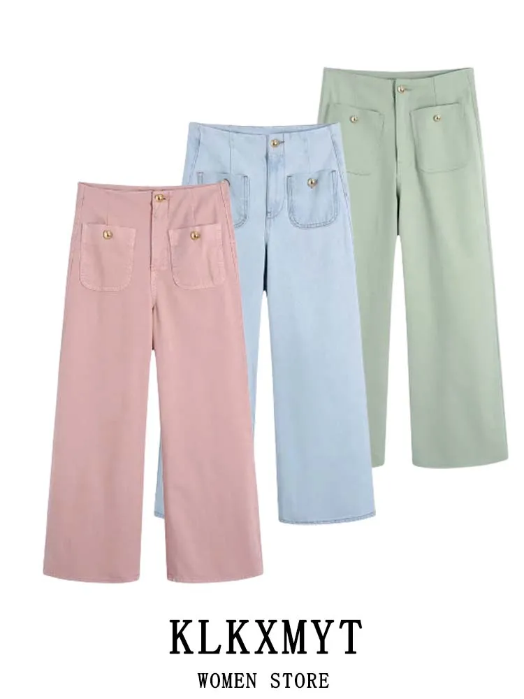 

KLKXMYT ZBZA Women 2022 High Waist Baggy Jeans Pants Women Casual Wide Leg Pants Streetwear Spring Trousers Women