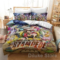 popular monkey d luffy printed bedding set anime one piece cartoon 3d bed linen children duvet cover set pillowcase king size