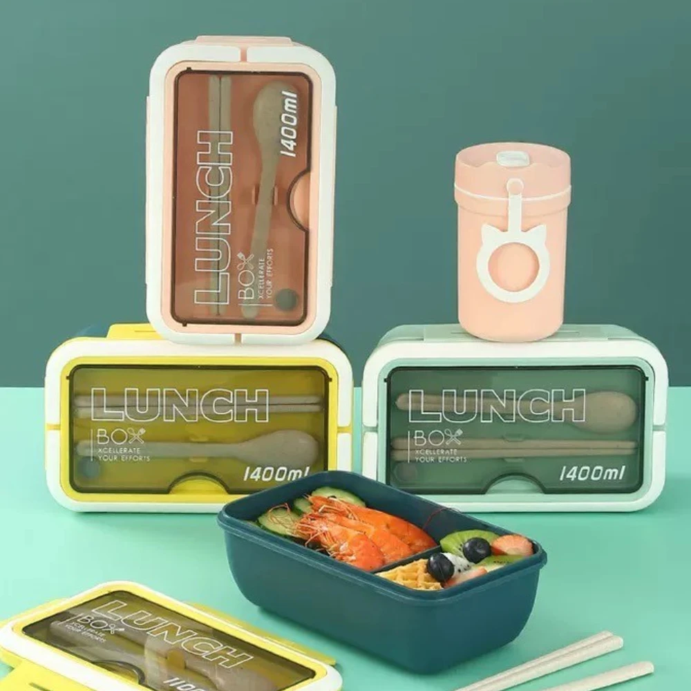 

Lunch Box Portable Microwave Bento Box With Compartment Leak-Proof Dinnerware Food Storage Container Children School Office