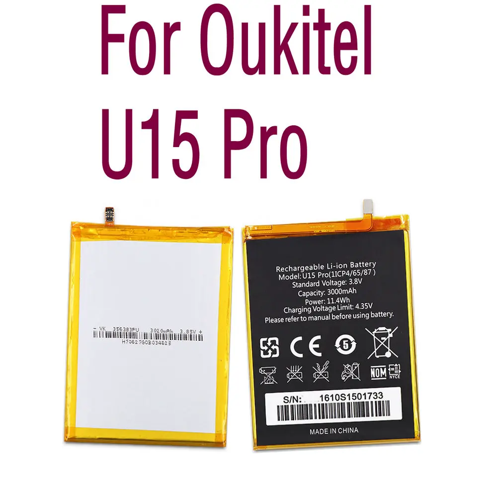 3000mAh Large Capacity  Li-ion High quality Replacement Battery Authentic profession for Oukitel U15 Pro mobile phone