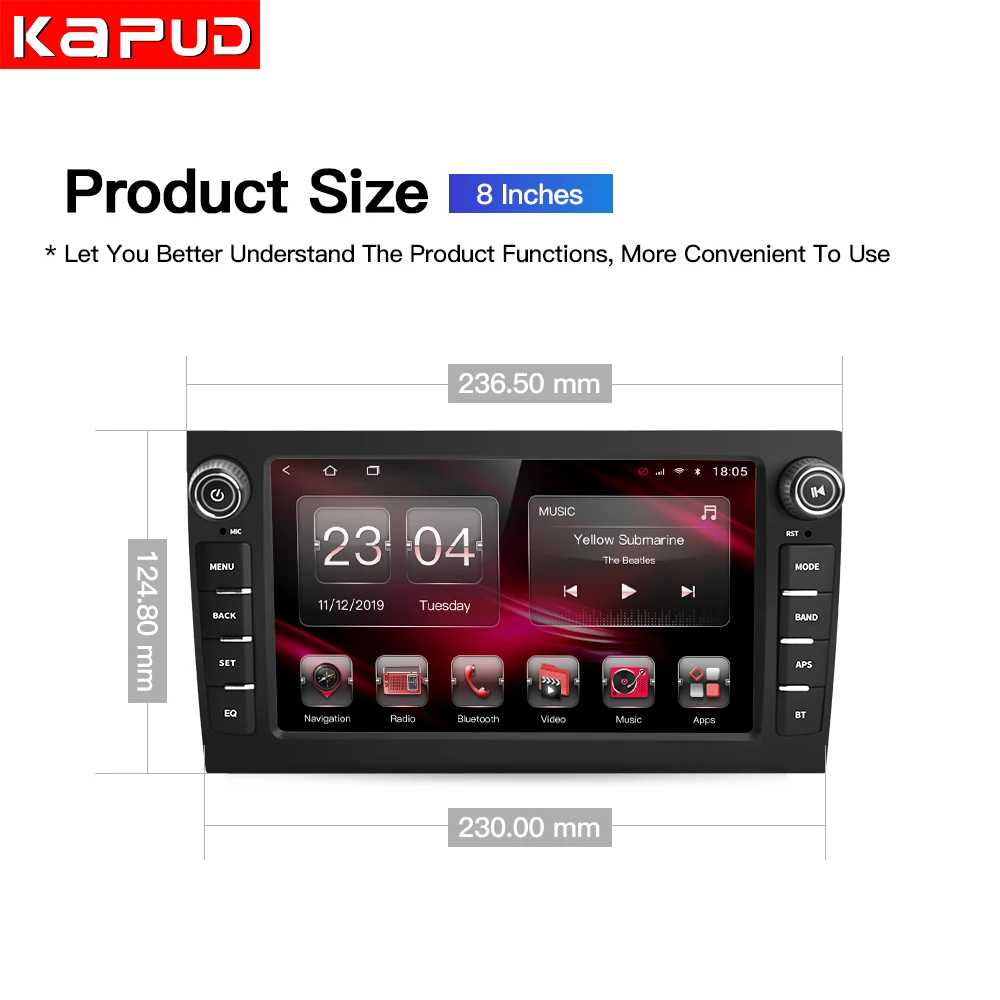 Автомагнитола Kapud Android 11 GPS-навигация DSP 4G CarPlay автомобильный мультимедийный плеер