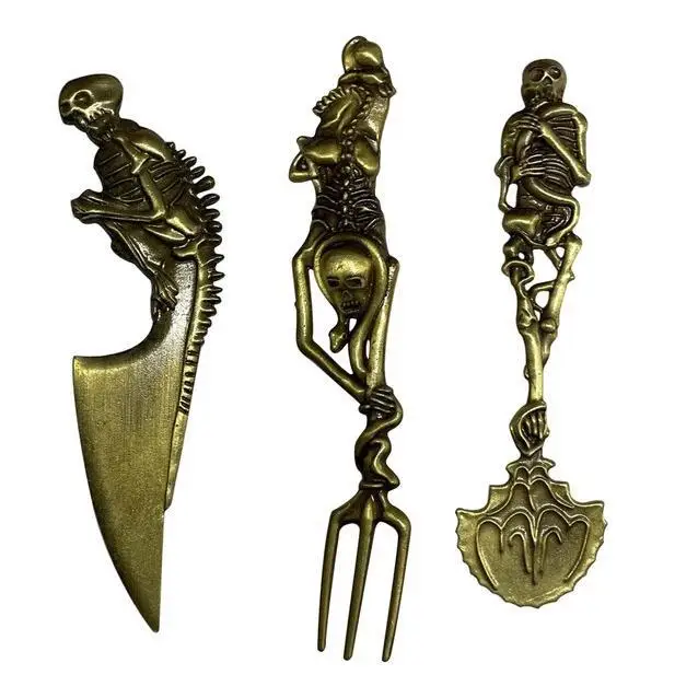 Halloween Skeleton Cutlery Set Metal Flatware Tableware Skeletal Fork Knife Spoon Party Tabletop Ornaments Awesome |