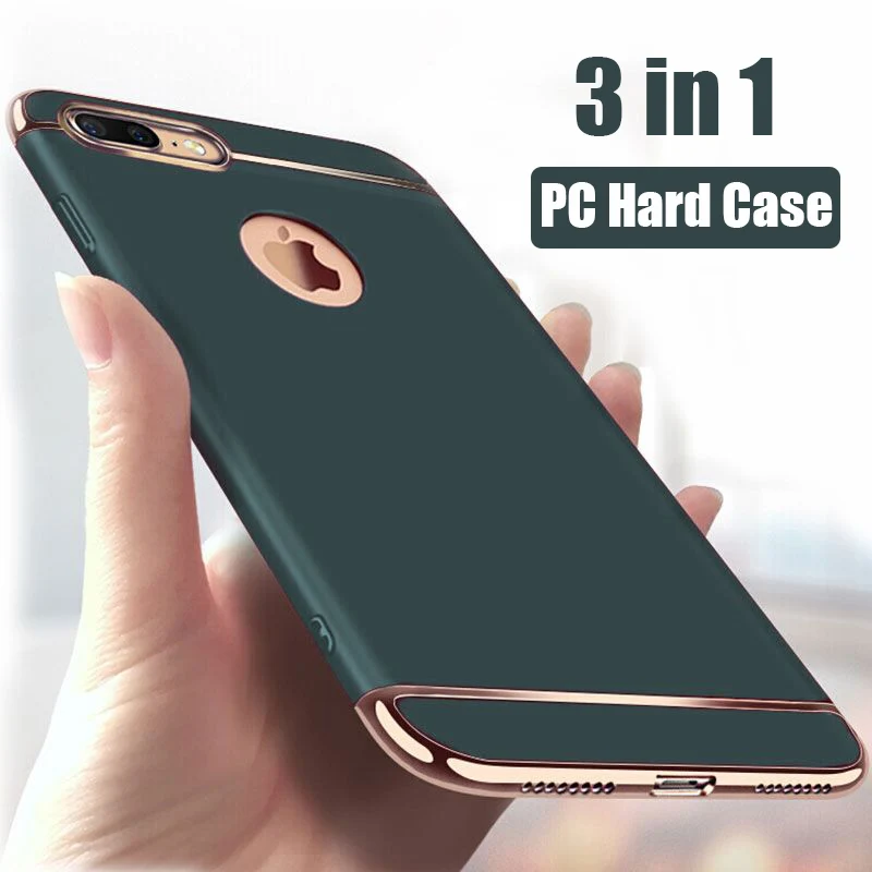 Роскошный чехол для телефона 3 в 1 с покрытием iPhone 7 8 Plus 6s Xr X Xs Max матовый твердый 11 12
