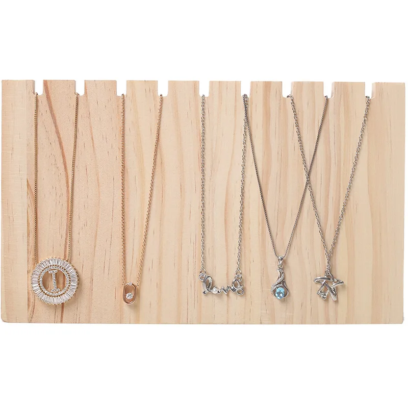 Solid Wood Board Jewelry Holder Pendant Necklace Display Stand Organizer Rack 25x10x14.5cm
