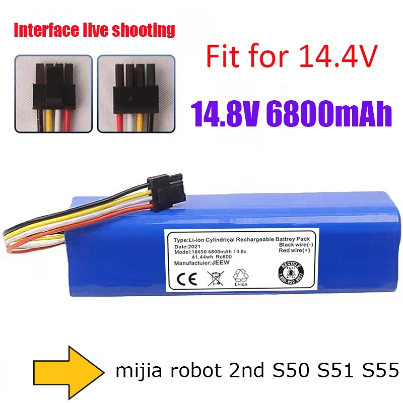 

6800mah li-ionrobotic vacuum cleanerreplacement battery for . mijia 2nd robot roborock s50 s51 s55 accessories spare parts