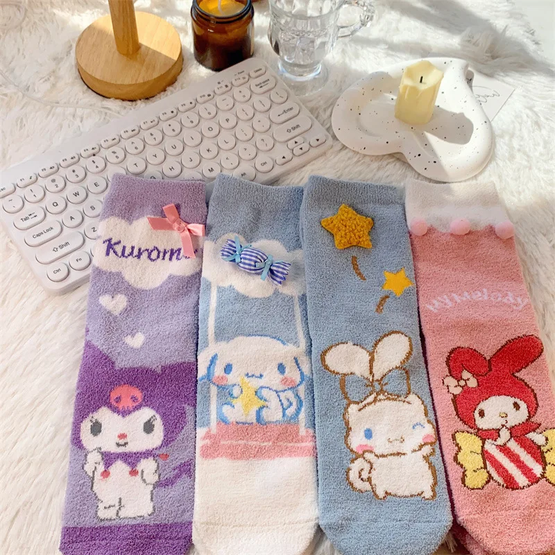 

Милые аниме Sanrio Cinnamoroll My Melody Kuromi милые детские теплые носки милые вещи для девочек