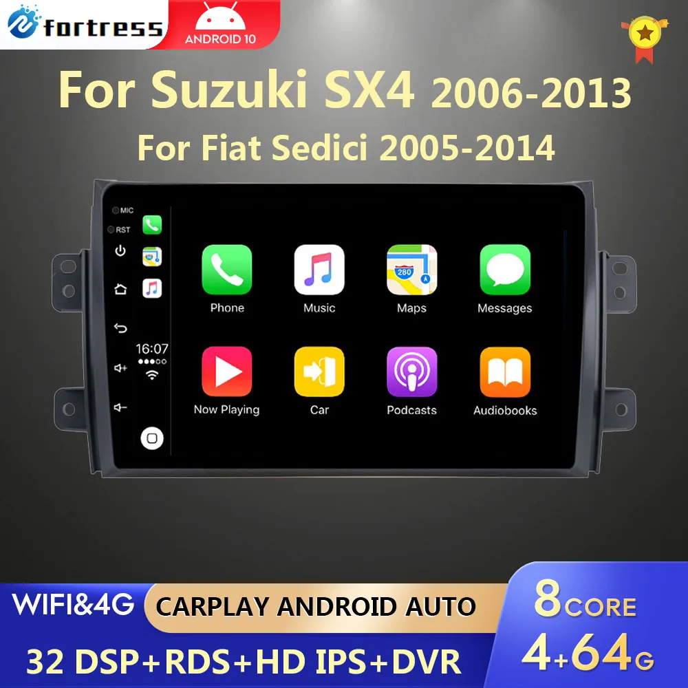 Автомобильное радио Android для Suzuki SX4 2006-2013 Fiat Sedici 2005-2014 Carplay 4G Автомобильный